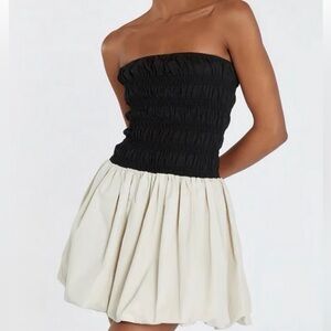 DISSH Strapless Black and Cream Dress